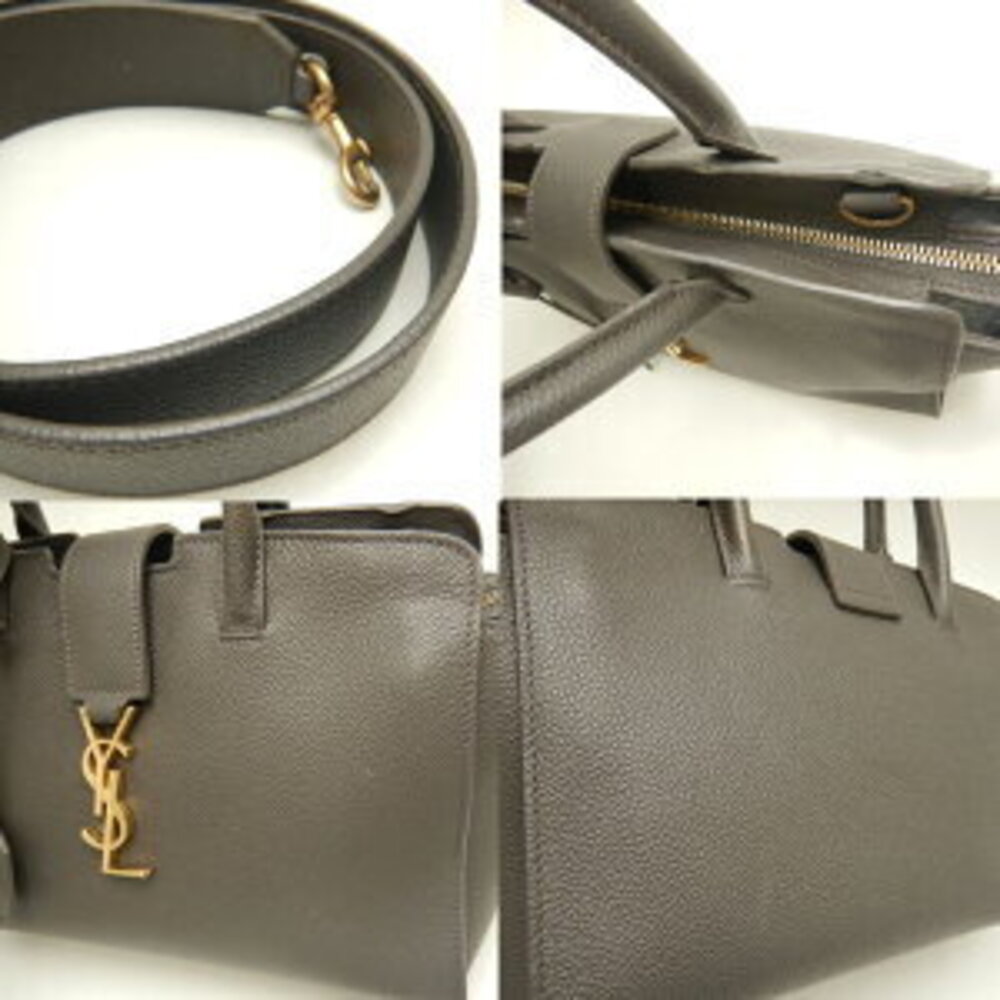 SAINT LAURENT Downtown Cabas handbag grained leather gray - Picture 6 of 9